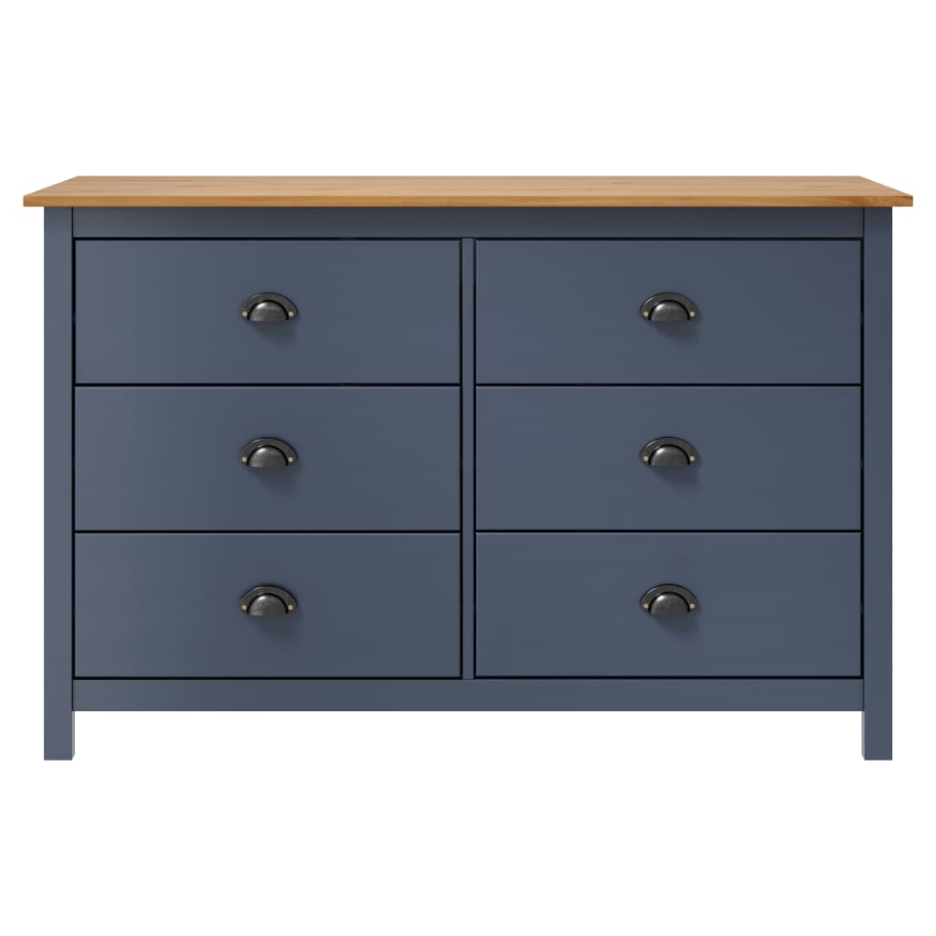 Mesita de noche Hill madera maciza de pino gris 125x40x80 cm