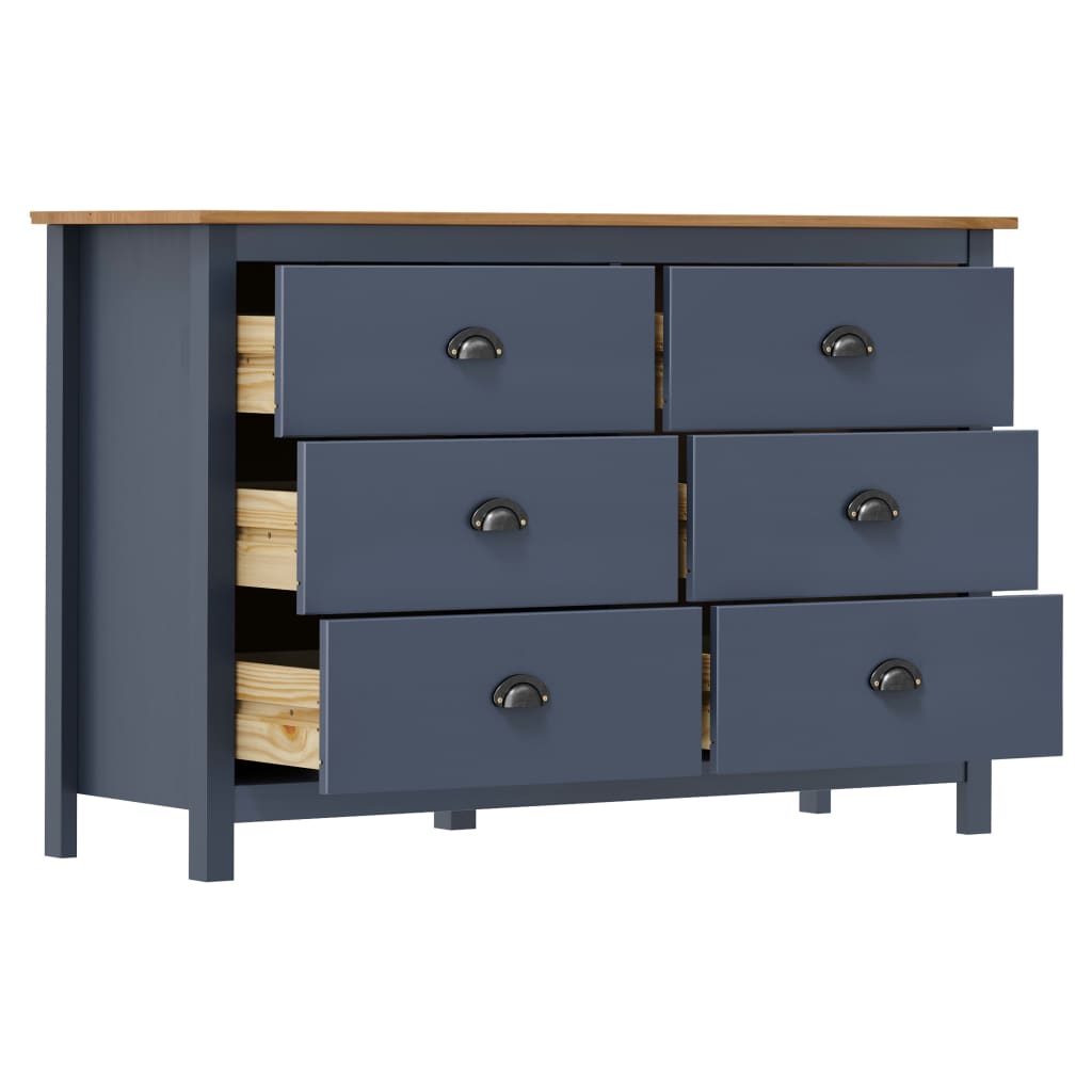 Mesita de noche Hill madera maciza de pino gris 125x40x80 cm