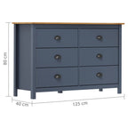 Mesita de noche Hill madera maciza de pino gris 125x40x80 cm