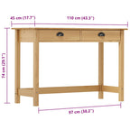 Mesa consola Hill con 2 cajones madera pino 110x45x74 cm
