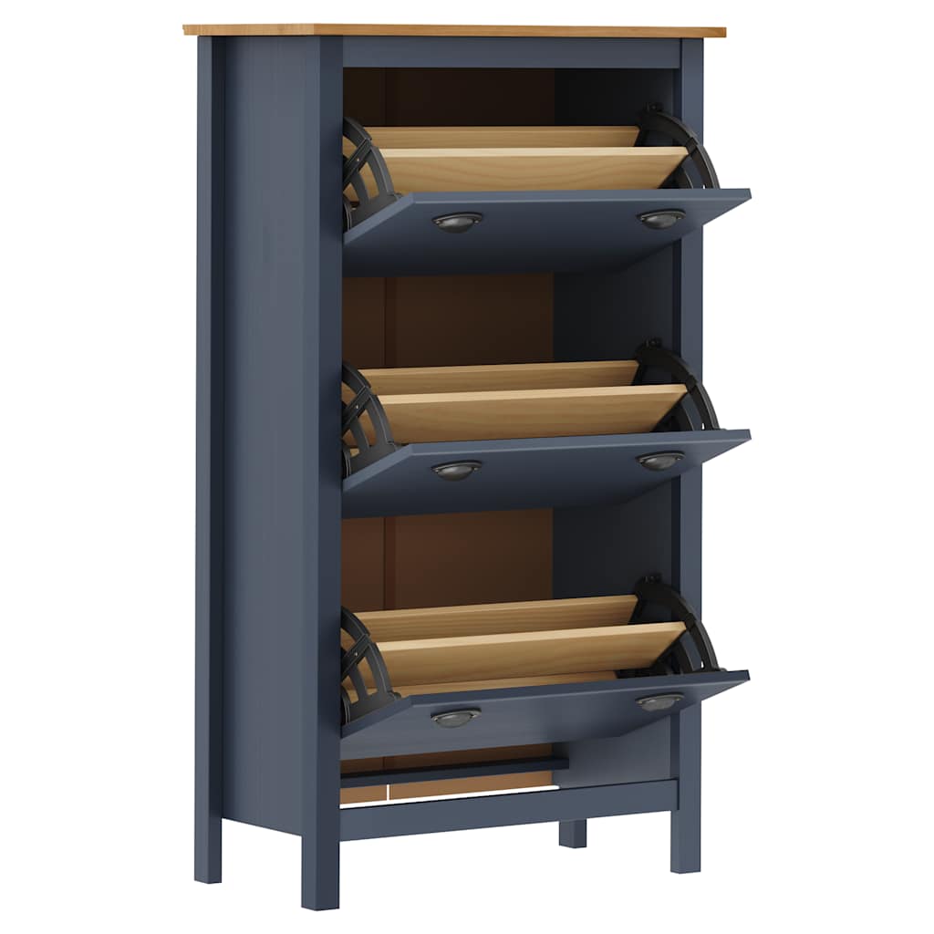 Mueble zapatero Hill madera pino gris 72x35x124 cm