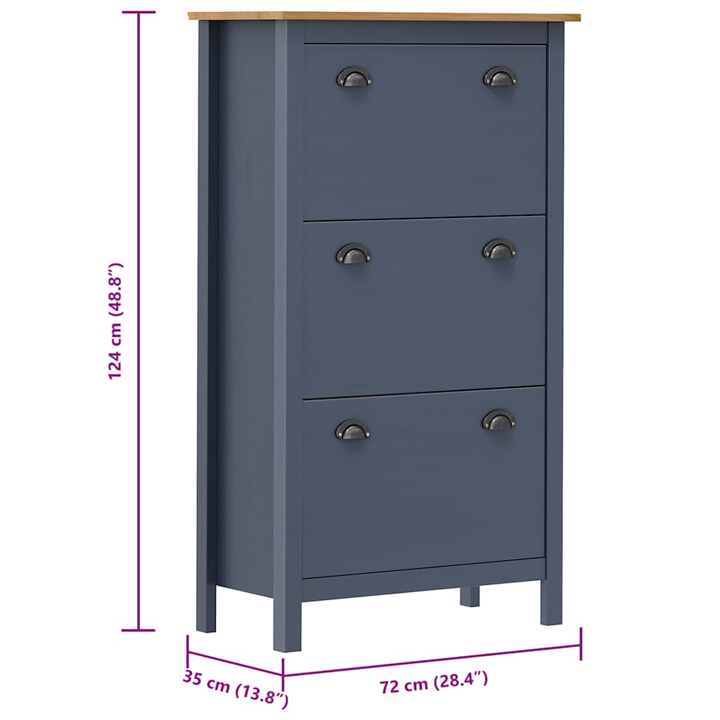 Mueble zapatero Hill madera pino gris 72x35x124 cm