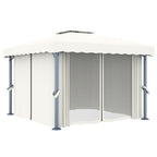 Cenador con cortina blanco crema aluminio 3x3 m