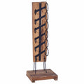 Botellero para 6 botellas madera maciza de roble 35x35x100 cm