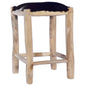 Real goat leather and solid teak wood kitchen stool