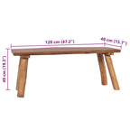 Banco de jardín de madera maciza de teca 120 cm