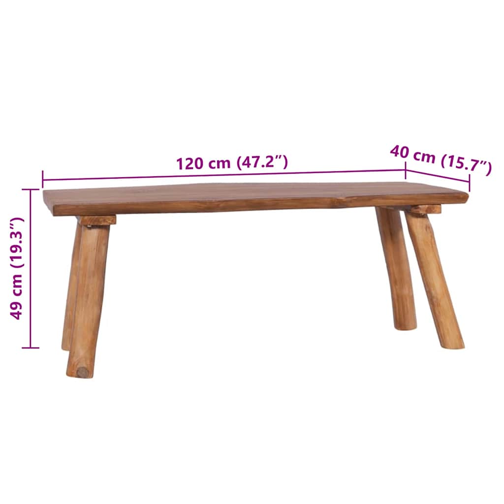 Banco de jardín de madera maciza de teca 120 cm