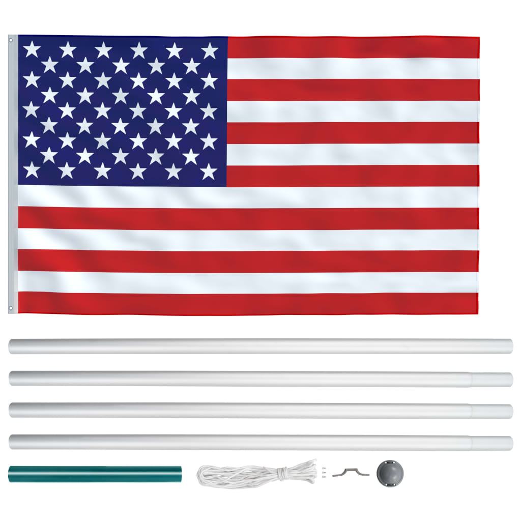 Bandera de Estados Unidos y mástil de aluminio 6,2 m