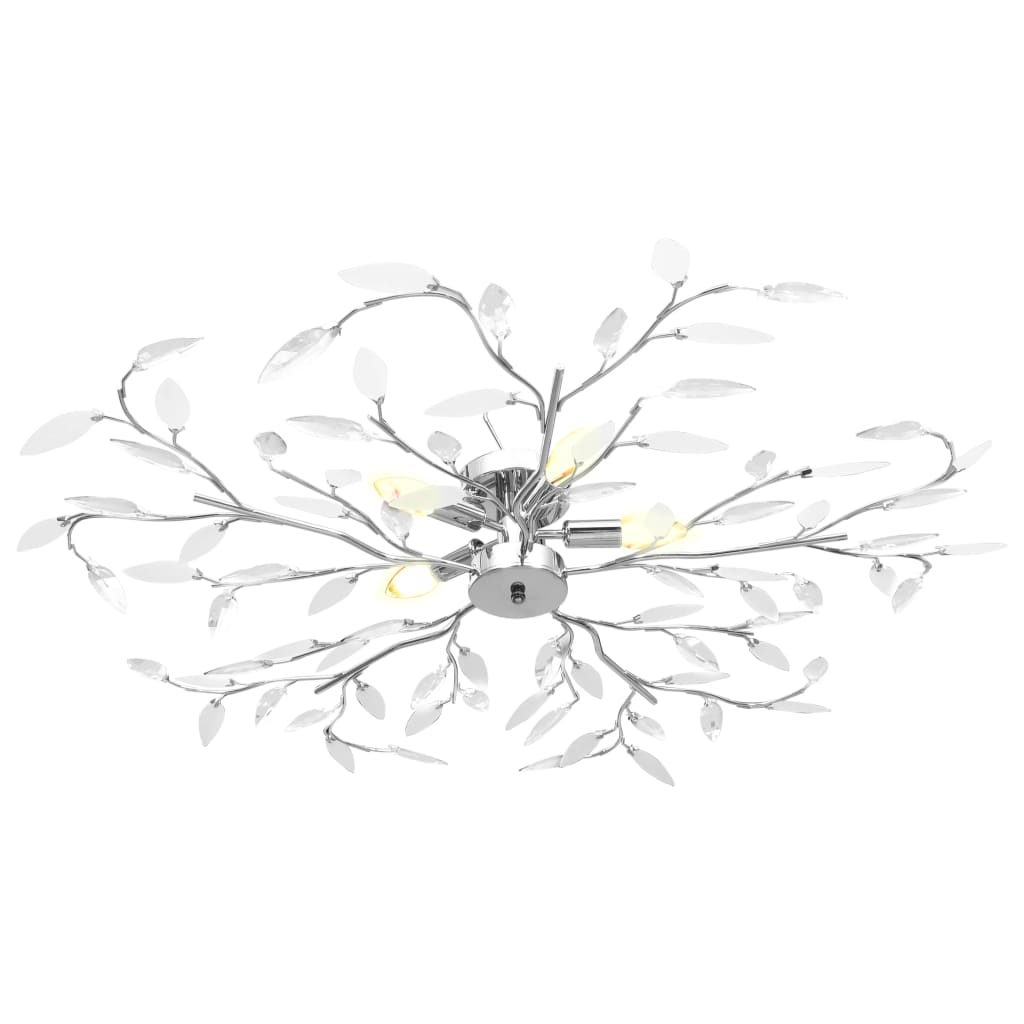 Lámpara de techo brazos cristal forma hoja 5 bombillas blanco