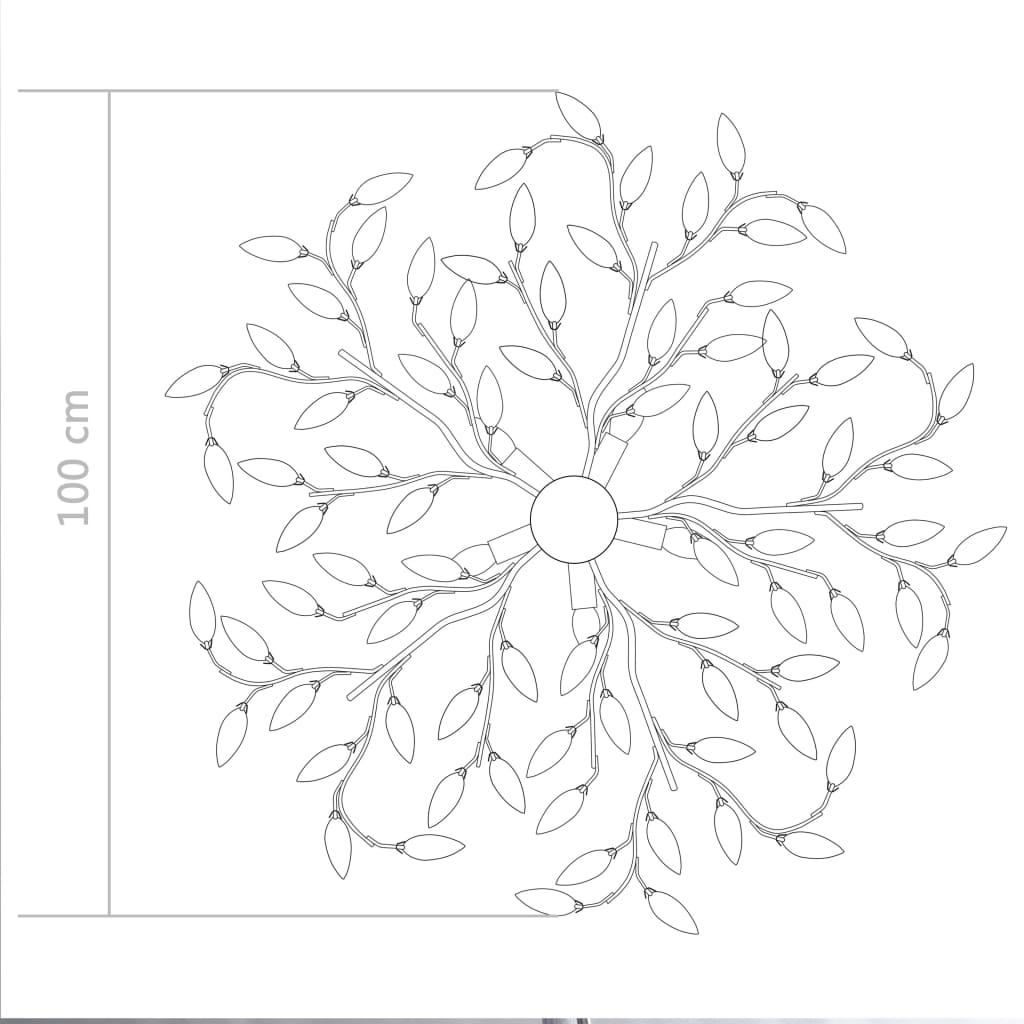 Lámpara de techo brazos cristal forma hoja 5 bombillas blanco