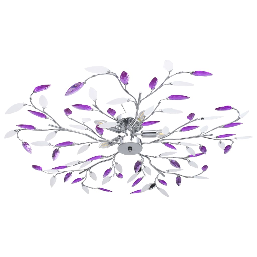 Lámpara de techo brazos cristal forma hoja 5 bombillas blanco