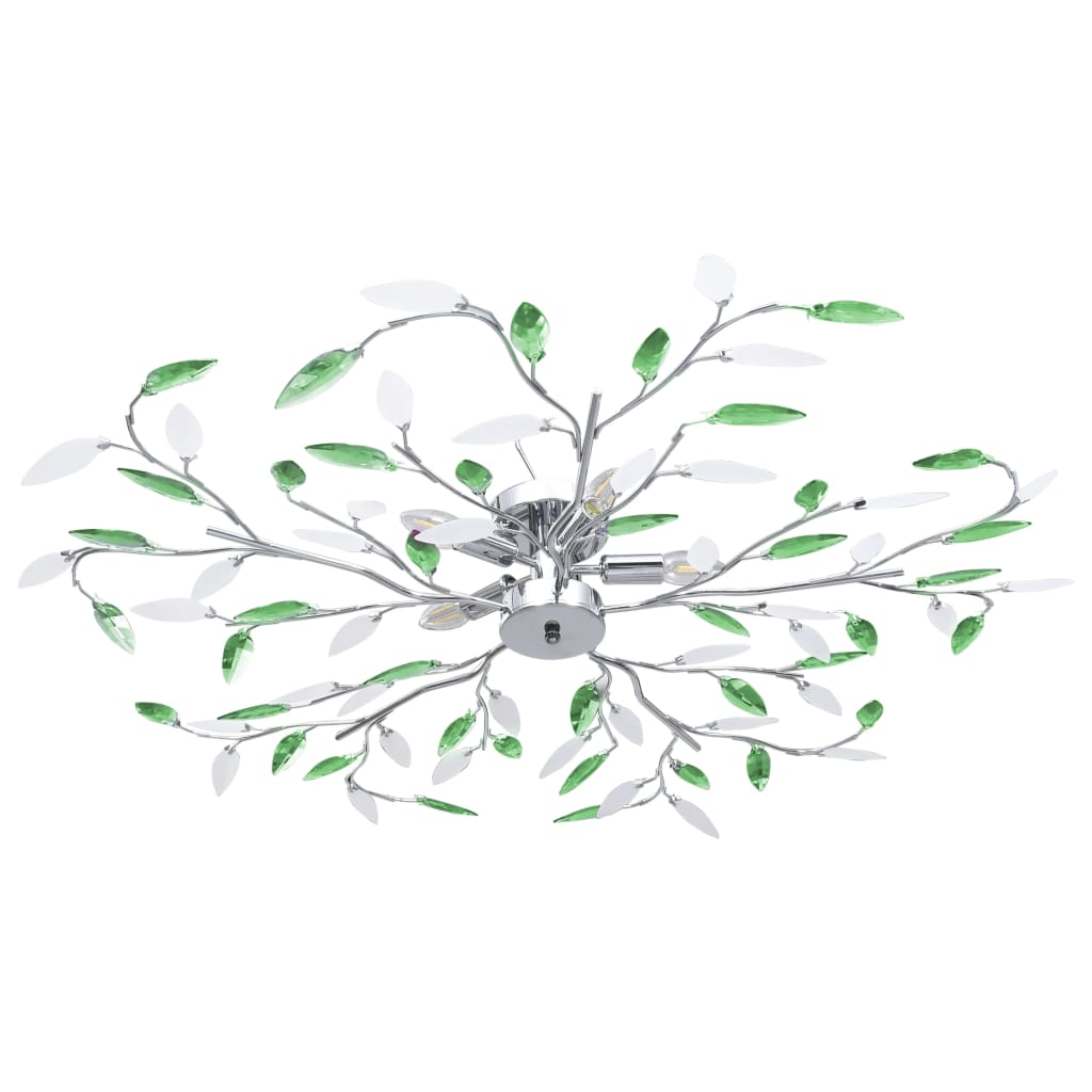 Lámpara de techo brazos cristal forma hoja 5 bombillas blanco