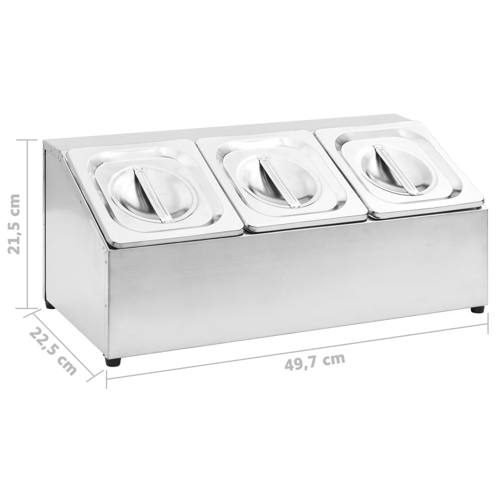 Soporte bandeja Gastronorm con 3 bandejas 1/6 acero inoxidable