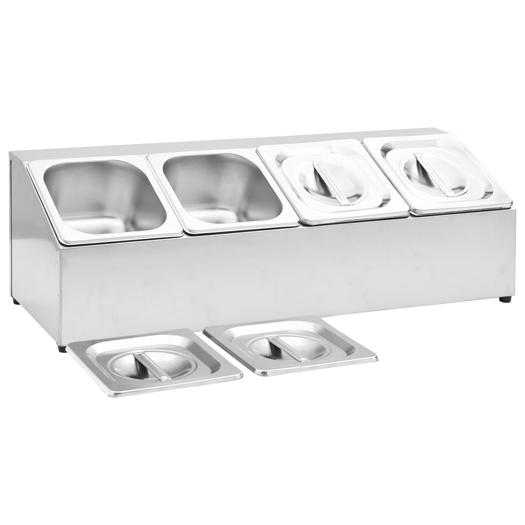 Soporte bandeja Gastronorm con 4 bandejas 1/6 acero inoxidable
