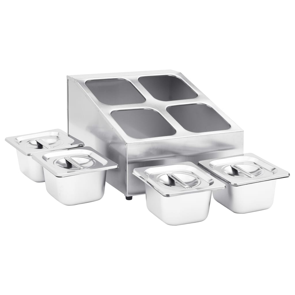 Soporte bandeja Gastronorm con 4 bandejas 1/6 acero inoxidable