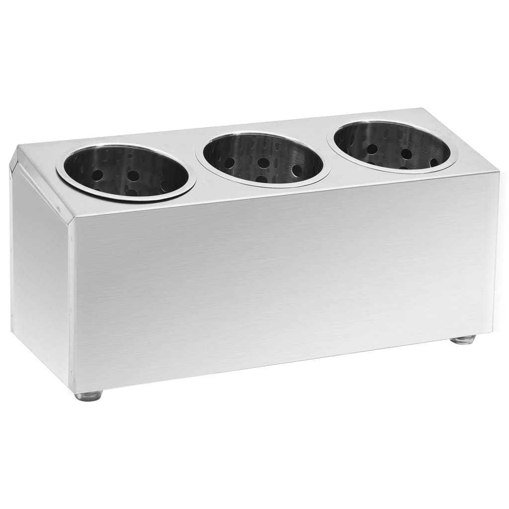 Soporte para cubiertos 3 rejillas acero inoxidable rectangular