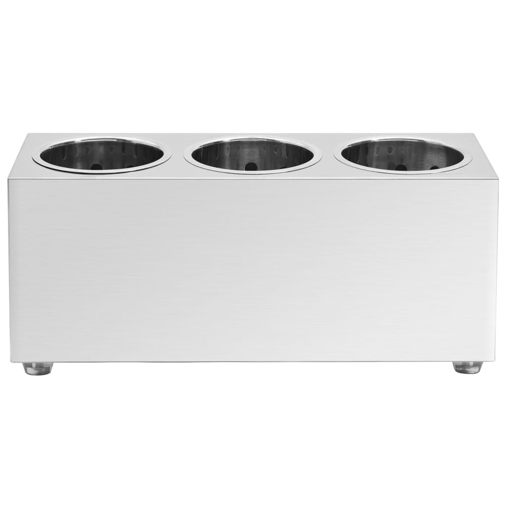 Soporte para cubiertos 3 rejillas acero inoxidable rectangular