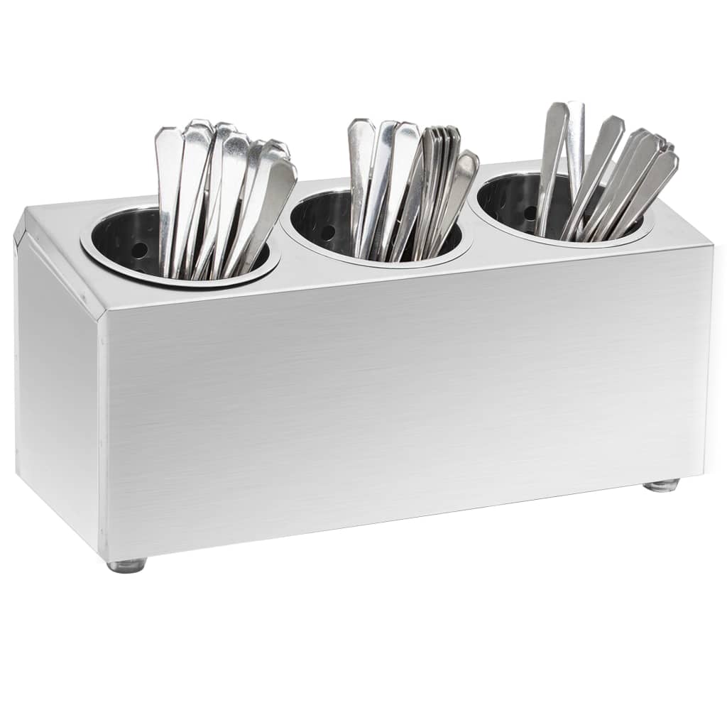 Soporte para cubiertos 3 rejillas acero inoxidable rectangular