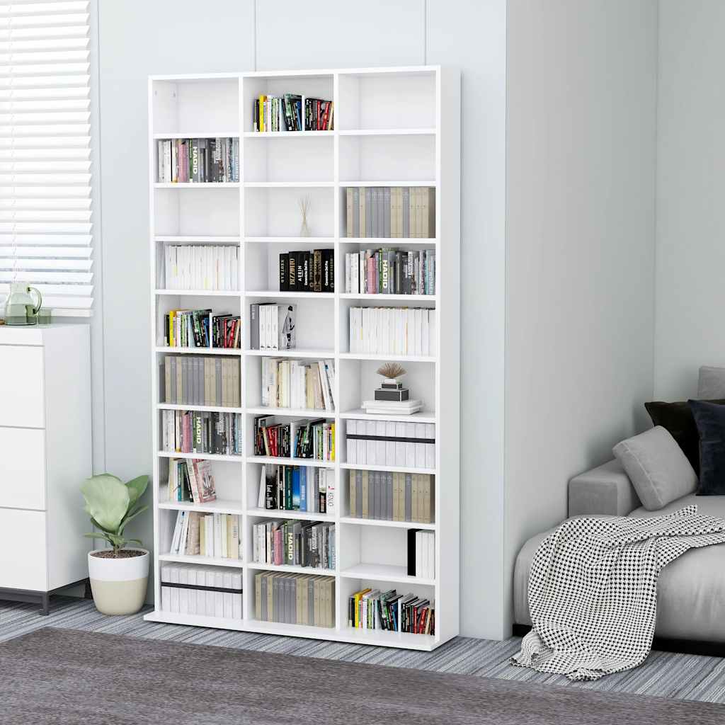 White Plywood CD Cabinet 100x23x89.5 cm
