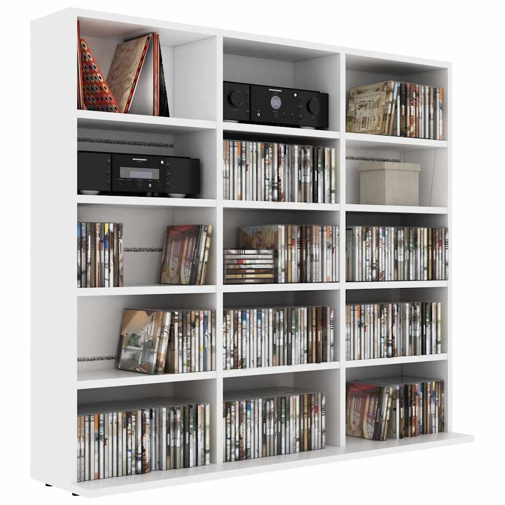 Armario para CDs madera contrachapada blanco 100x23x89,5 cm