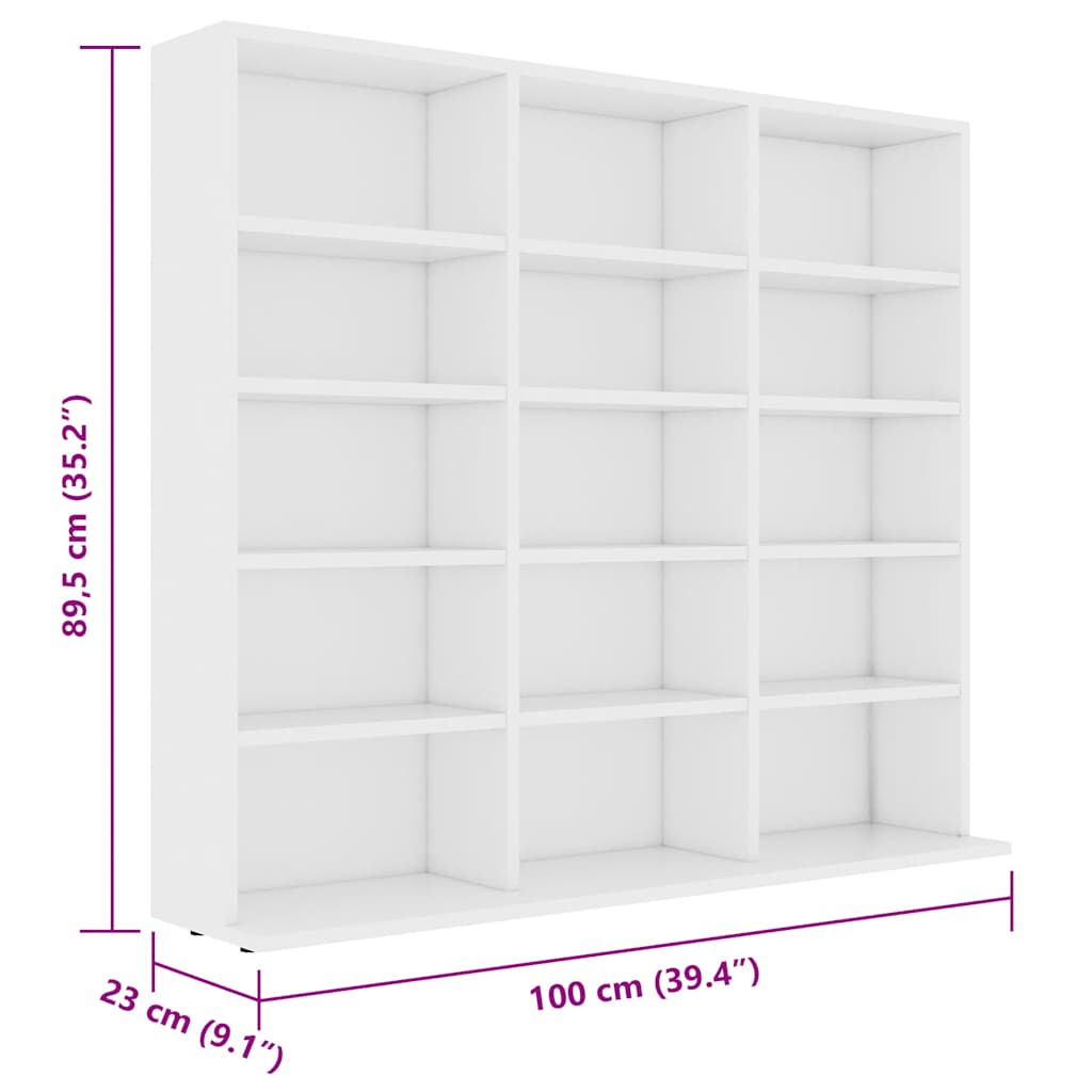 Armario para CDs madera contrachapada blanco 100x23x89,5 cm