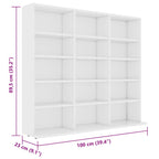Armario para CDs madera contrachapada blanco 100x23x89,5 cm