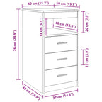 Cajonera de madera contrachapada blanco 40x50x76 cm