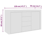 Aparador de madera contrachapada blanco 120x36x69 cm