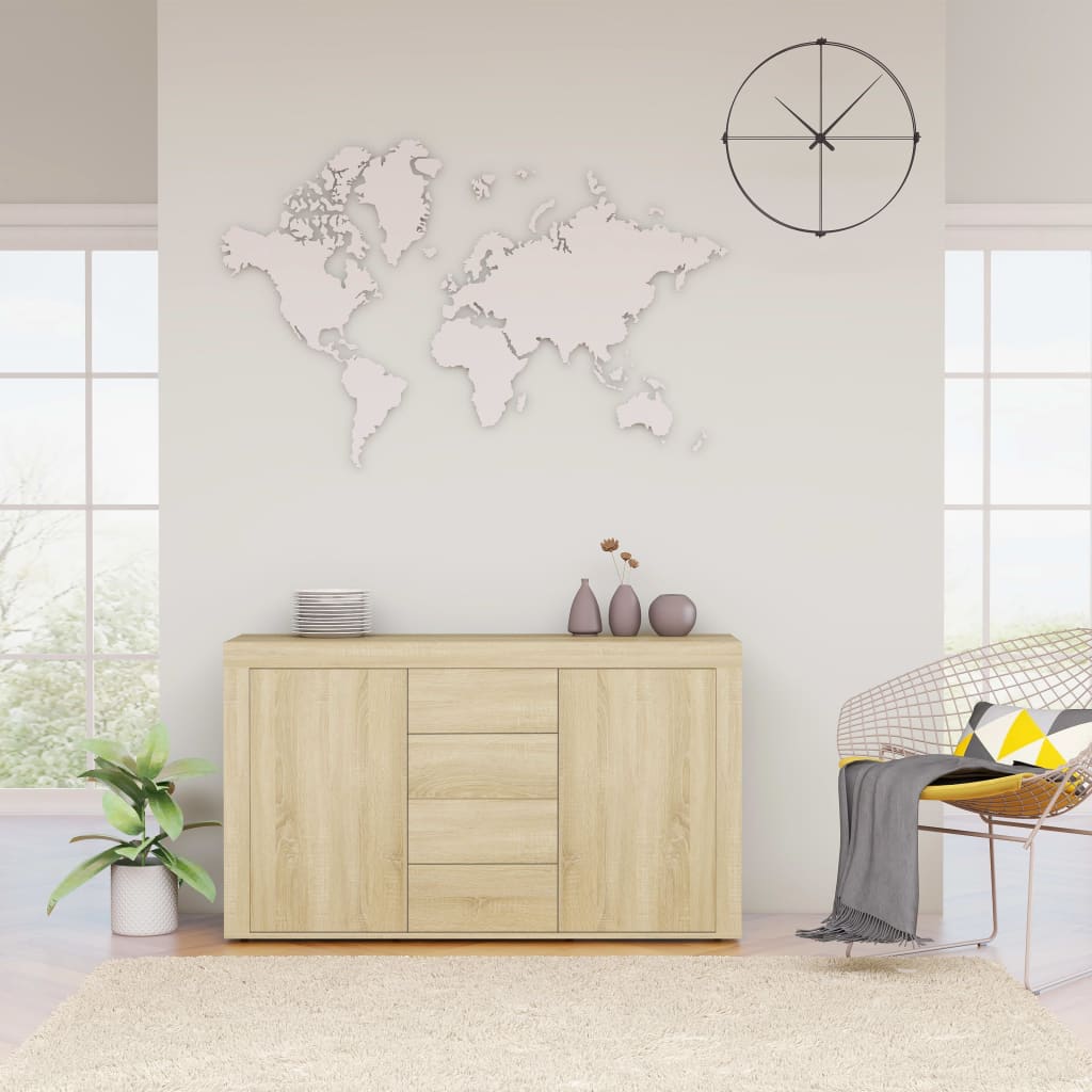 Aparador de madera contrachapada blanco 120x36x69 cm