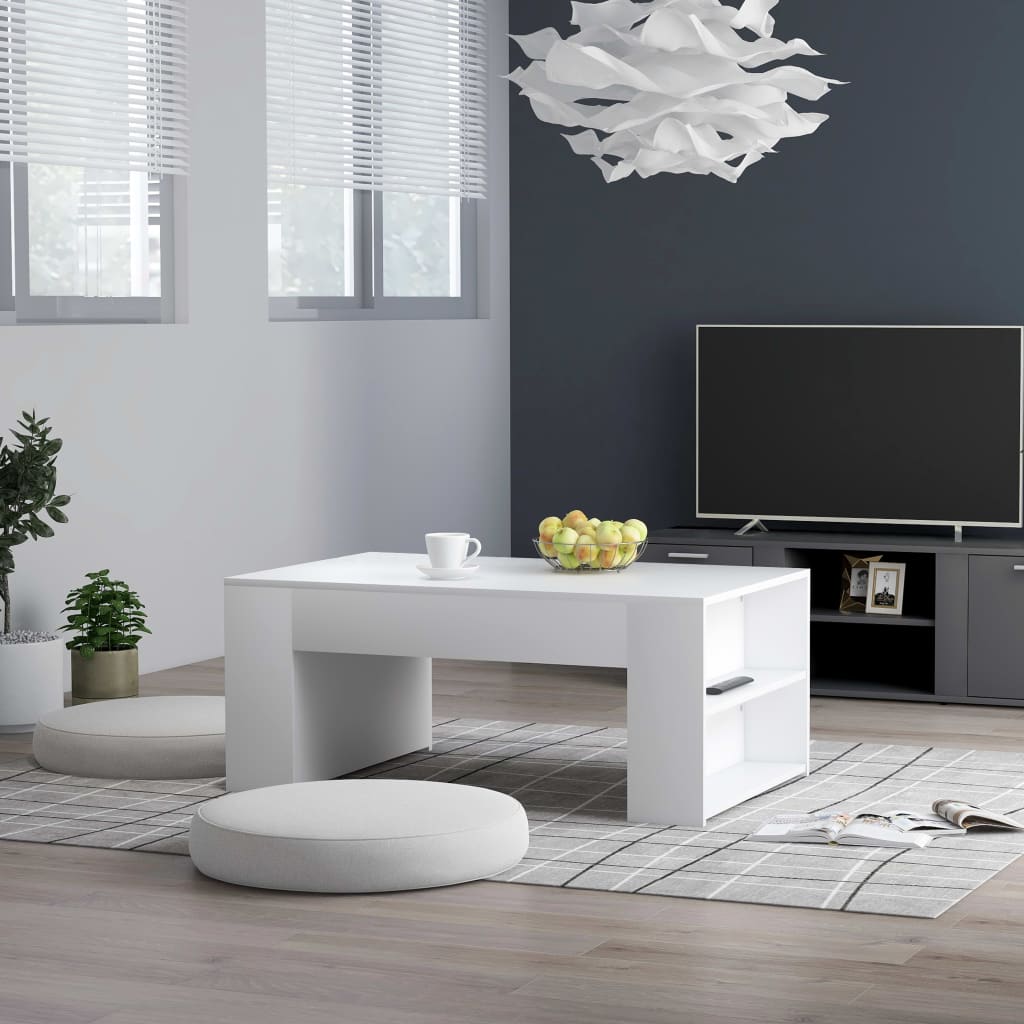 Mesa de centro de madera contrachapada gris 100x60x42 cm