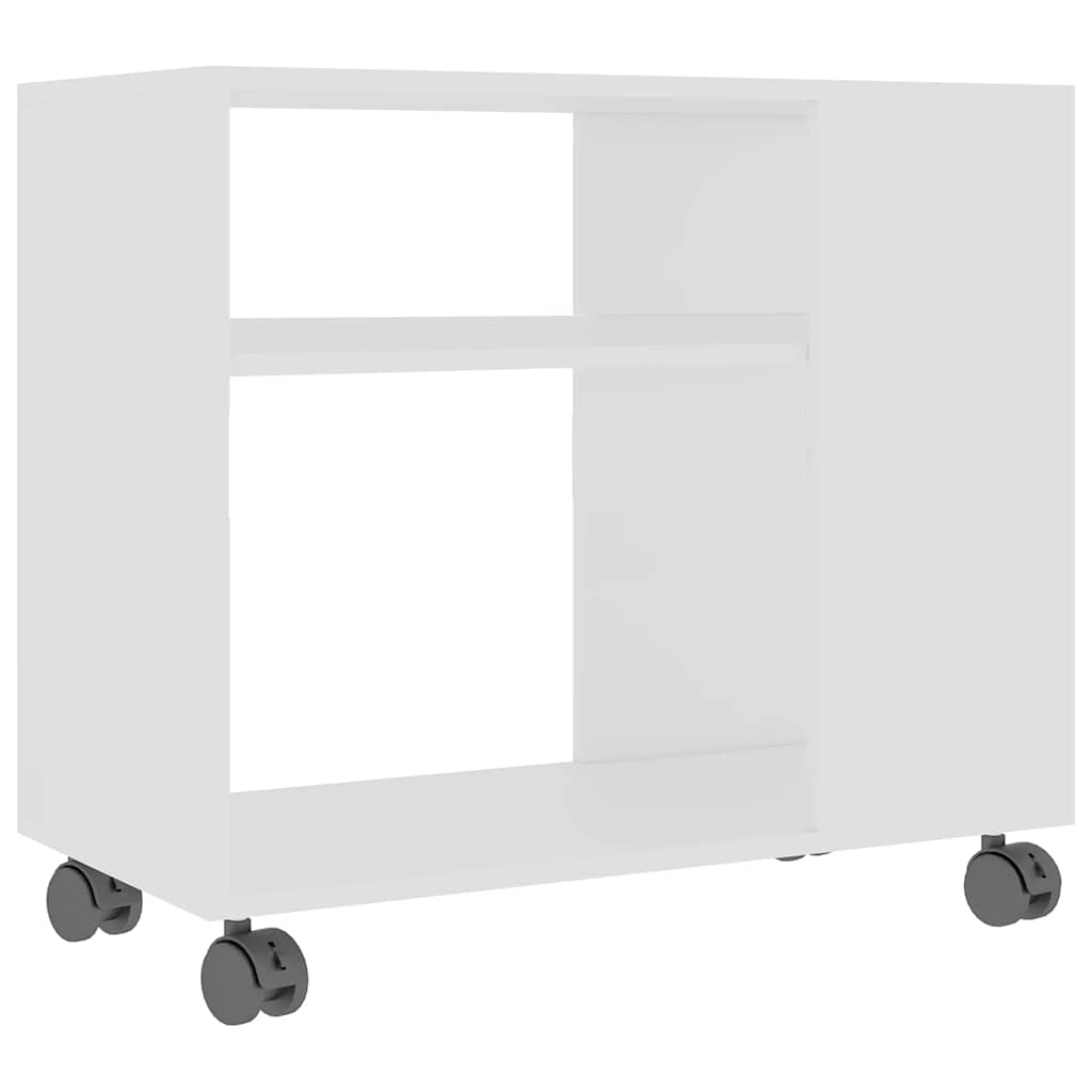 Mesa auxiliar de madera contrachapada blanco 70x35x55 cm