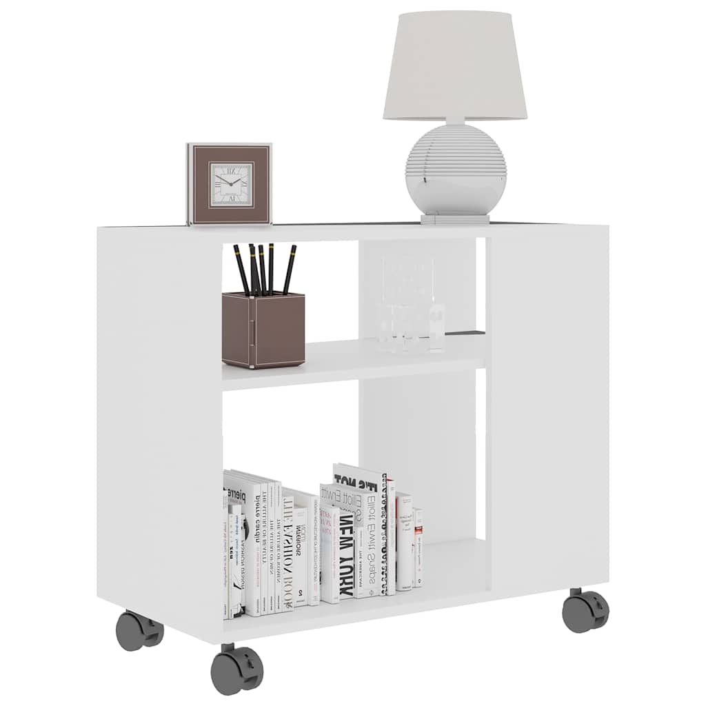 Mesa auxiliar de madera contrachapada blanco 70x35x55 cm