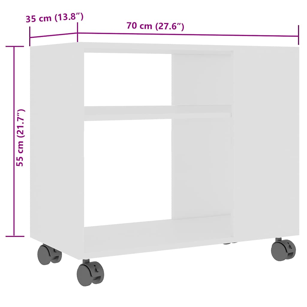 Mesa auxiliar de madera contrachapada blanco 70x35x55 cm