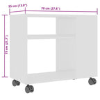Mesa auxiliar de madera contrachapada blanco 70x35x55 cm