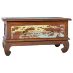 Mesa de centro de madera de teca reciclada 80x50x40 cm