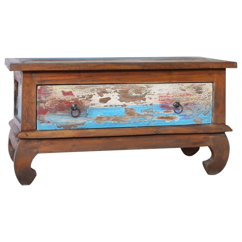 Mesa de centro de madera de teca reciclada 80x50x40 cm