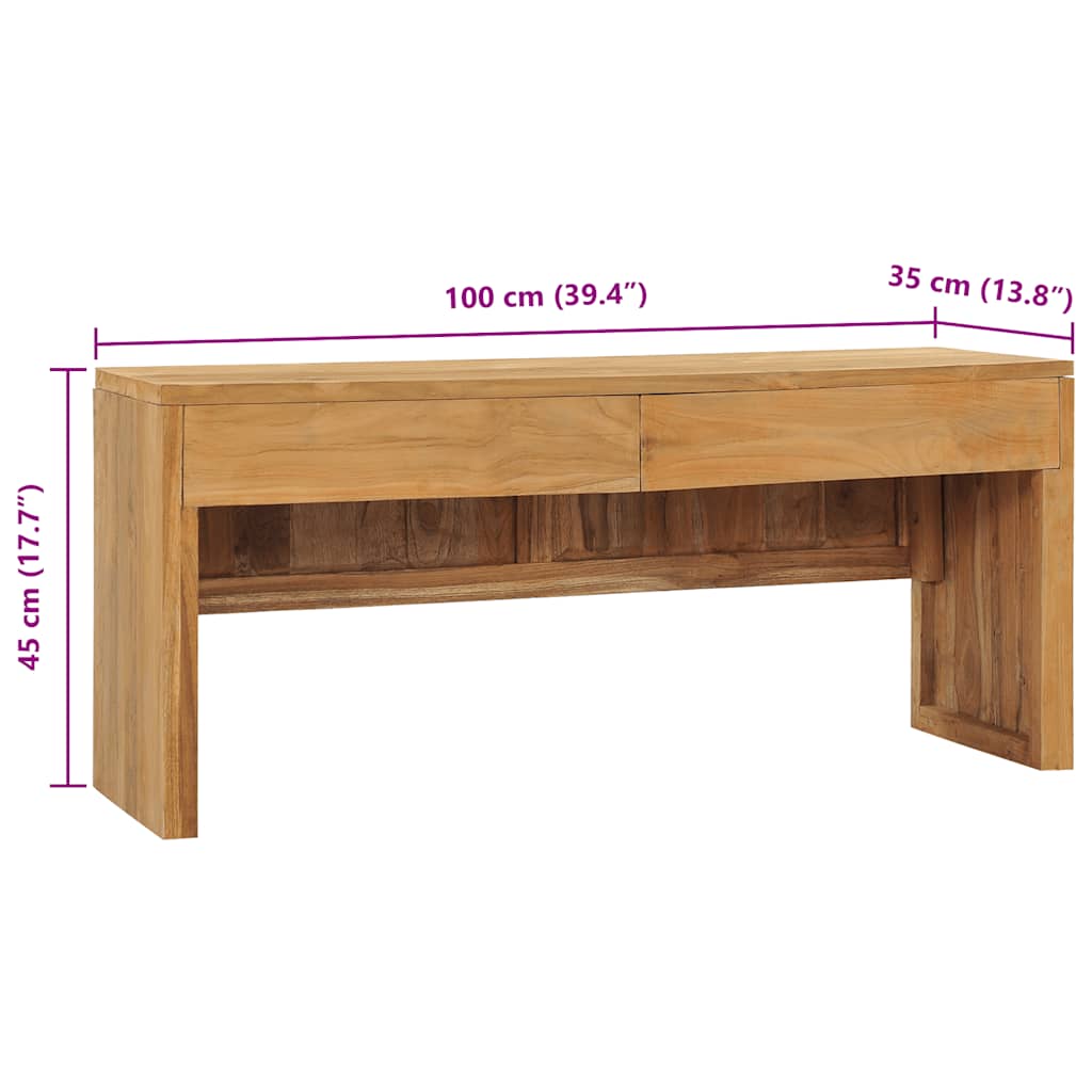 Mueble para TV de madera maciza de teca 100x35x45 cm