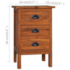Mesita de noche de madera maciza de teca 40x35x60 cm