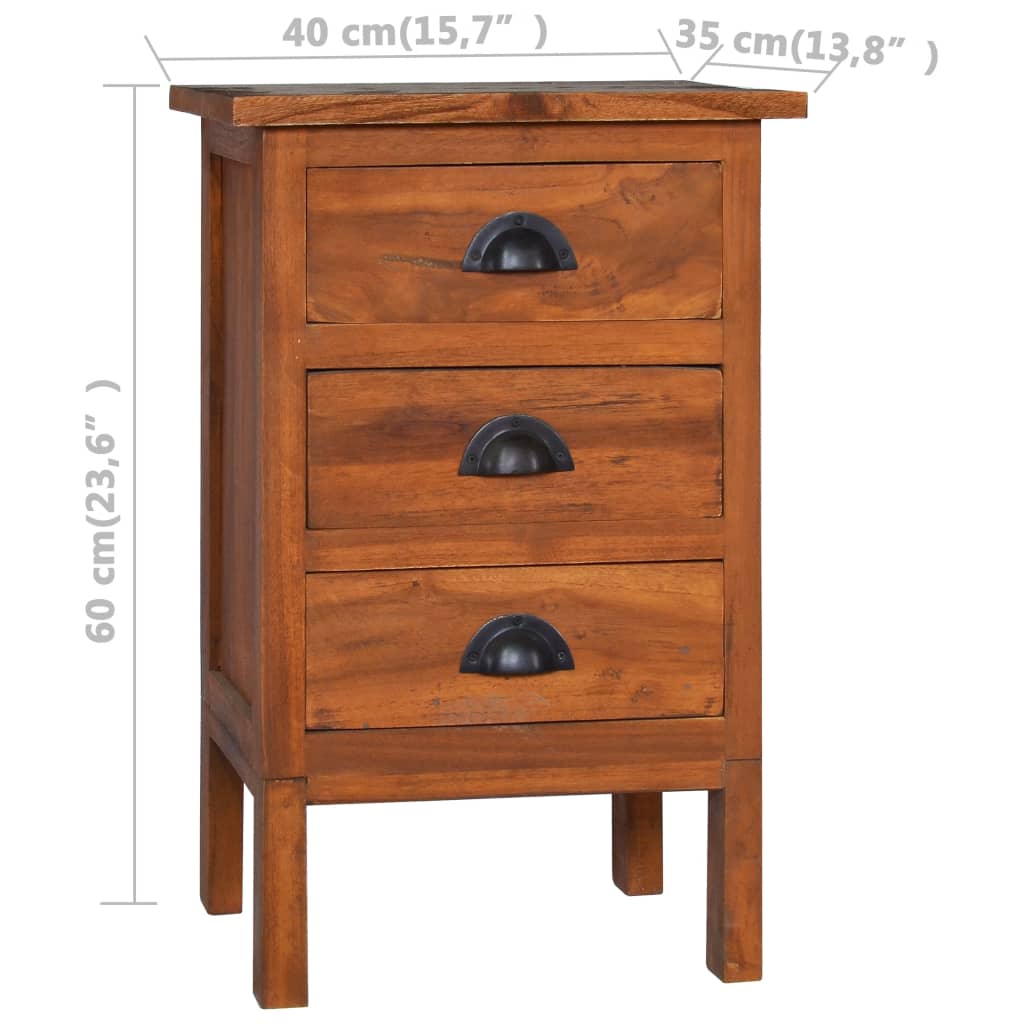 Mesita de noche de madera maciza de teca 40x35x60 cm