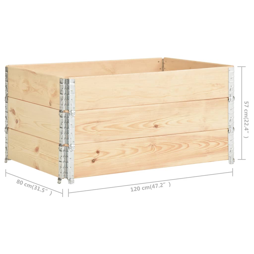 Caja de palés 3 unidades madera maciza de pino 80x120 cm