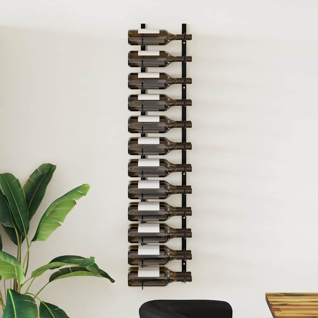 Botellero de pared para 10 botellas metal negro
