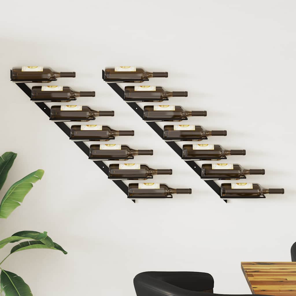 Botellero de pared para 10 botellas metal negro
