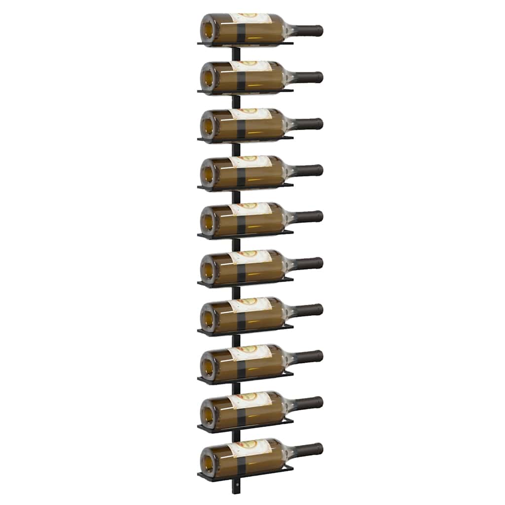 Botellero de pared para 10 botellas metal negro