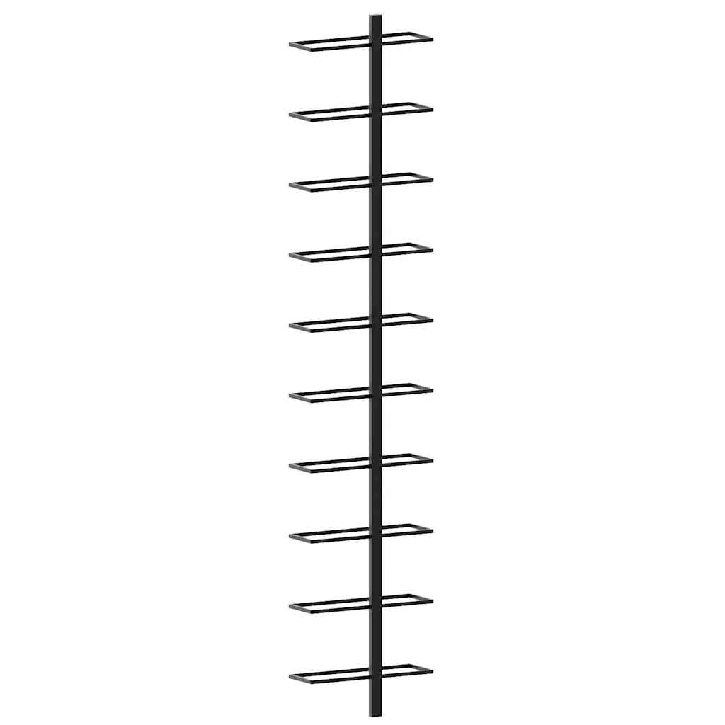 Botellero de pared para 10 botellas metal negro