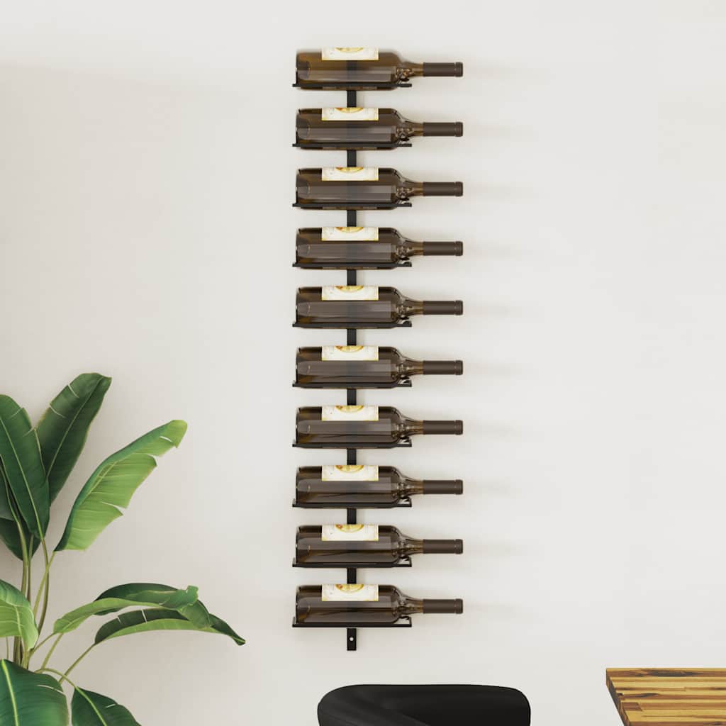 Botellero de pared para 10 botellas metal negro