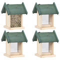 Comederos para pájaros 4 unidades madera de abeto