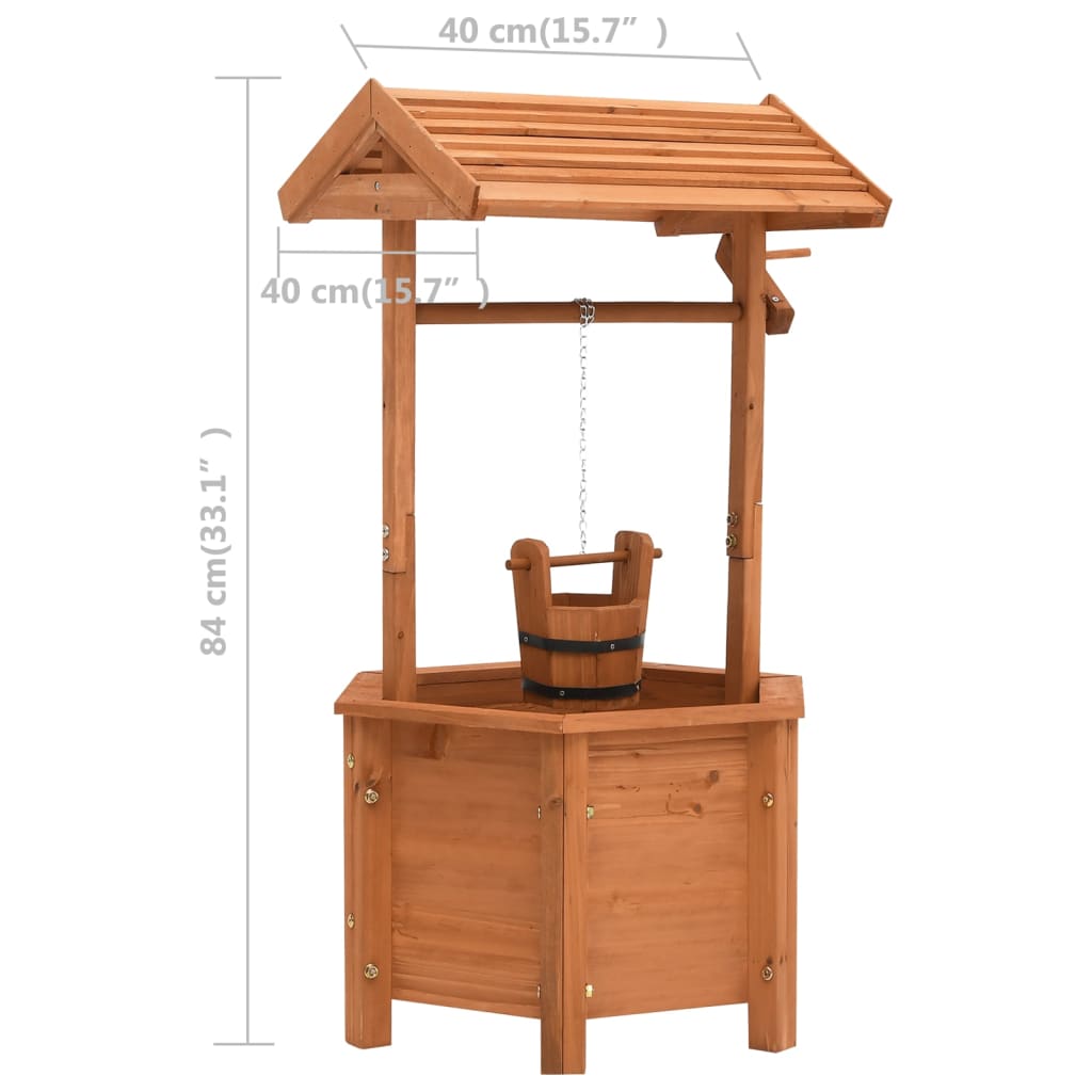 Jardinera en forma de pozo madera de abeto 40x40x84 cm