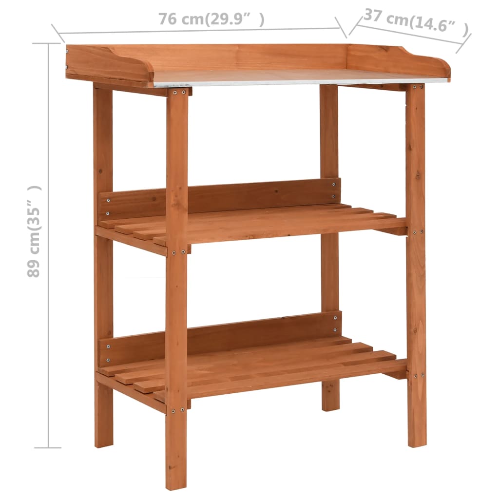 Soporte para plantas de madera de abeto 76x37x89 cm