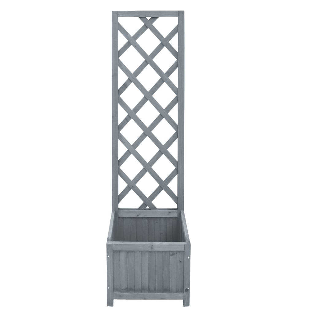 Jardinera enrejada madera maciza de abeto 40x30x135 cm