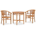 Conjunto de comedor de jardín 3 piezas madera maciza de teca